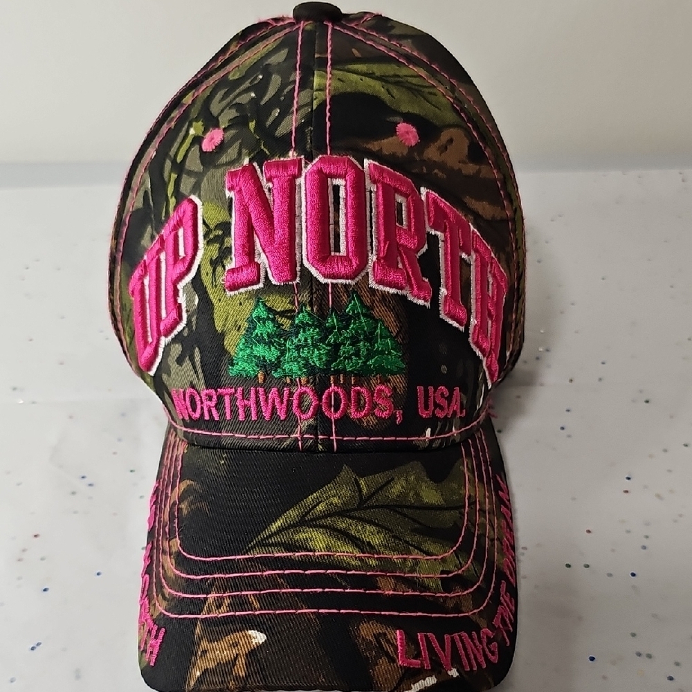 Camo Cap with Pink Embroidery